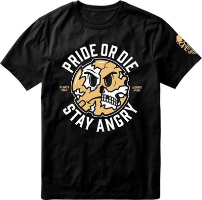 PRiDEorDiE T Shirt Stay Angry Zwart - L