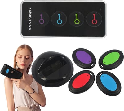 Sleutelvinder Tracker - Artikelzoeker Alarm - Snel Spullen Vinden - 131 Voet Bereik - 4-in-1 Ontwerp - Zwart
