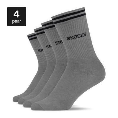 SNOCKS Hoge Sportsokken met Strepen - Sportsokken Heren - Sportsokken Dames - Biologisch Katoen - Maat 35/50 - 4 Paar - Comfortabel - Duurzaam Cadeau