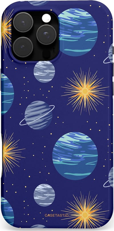Casetastic hoesje geschikt voor Apple iPhone 16 Pro Max - MagSafe - Dubbellaagse bescherming - Stralende ster - Fashion Case - Donkerblauw Lavendel