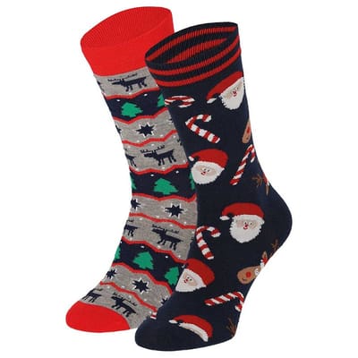 Apollo - Kerstsokken heren in kerstbal - Grijs/Blauw - Maat 41/46 - kerstsokken heren maat 40-46 - kerstsokken mannen