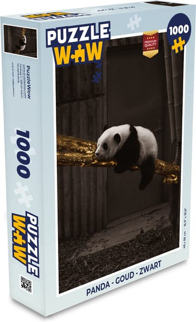 Puzzel Panda - Goud - Zwart - Legpuzzel - Puzzel 1000 stukjes volwassenen