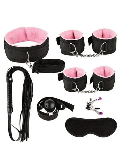 Oneay BDSM Set 7-delig – Bondage Set met Handboeien, Gag Ball & Zweep – SM Speeltjes voor Koppels – Beginners Bondage Kit – Verstelbaar & Comfortabel – Erotisch Cadeau voor Hem & Haar - Roze