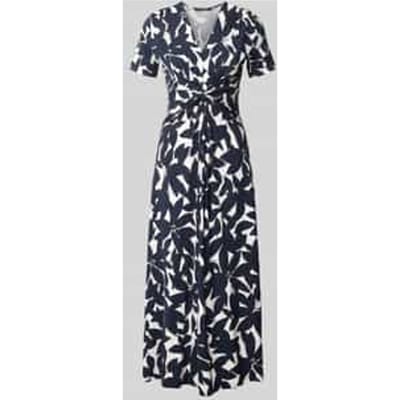 midi-jurk met knoopdetail en V-hals