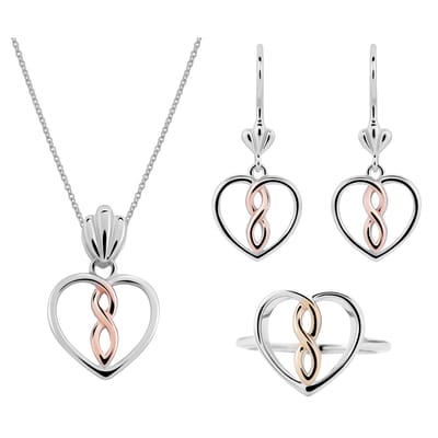 Orphelia 'Delilah' Dames 925 Zilveren Set: Halsketting + Oorbellen + Ring - Zilver/Roze SET-7475