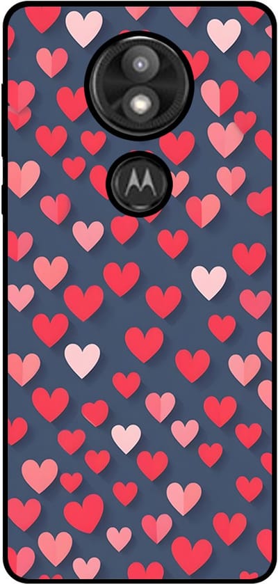 Smartphonica Telefoonhoesje Geschikt voor Motorola Moto E5 Plus met Roze en Rode Hartjes Opdruk - TPU Backcover Case With Rosé and Red Heart Design geschikt voor Motorola Moto E5 Plus