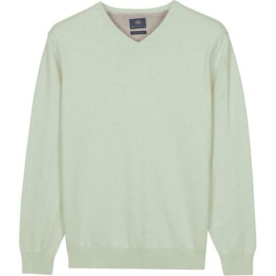 Baileys Trui Solid Color V-Neck Cotton Single Knit Soft Green / male