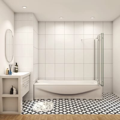 Aica Luxe Badwand 130x80x140cm,3-Delig Inklapbaar,6mm Transparant Easy Clean Gehard Glas,Grijs Frame,Eenvoudige Montage