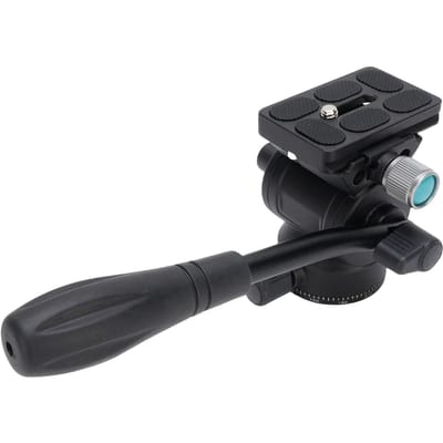 Rotule Fluide Trépied 360 degrés Panorama Alliage d'Aluminium Tête de Trépied Vidéo avec Poignée en Acier Trou de Vis Inférieur 3 8 pouces 5 kg black