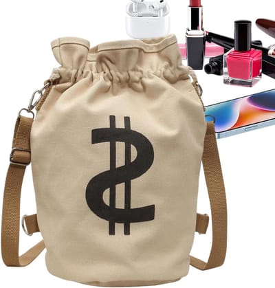 Gymtas met trekkoord - Sporttas - Sport en school - Opvallend dollar patroon - 30 x 25 x 4 cm