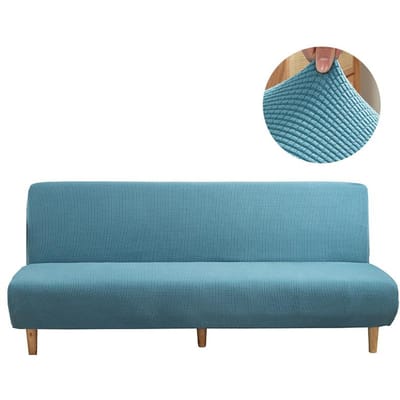 MKZOOM Jacquard dikke Slaapbankhoes Elastische Armloze Bankhoes Stretch Slaapbankhoezen Funda Elastisch Voor Slaapbank S(120-150CM) gray