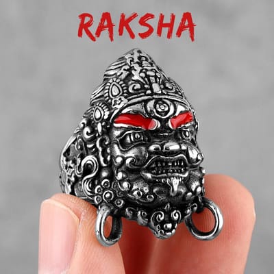 Bouddhisme Tibétain Bouddha Raksha Bagues Homme en Acier Inoxydable Amulette Punk pour Petit Ami Biker Bijoux Cadeau Créatif 12