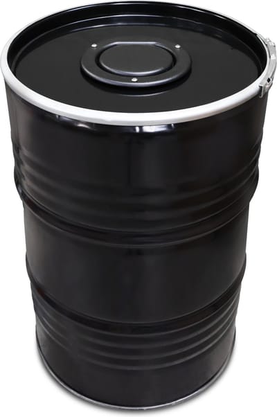 BinBin - Prullenbak Afvalscheiding - Zwart Metaal - Ø57x87 cm - 200L - Glasrozet Klepmodel - Anti-geur - Horeca & Festival