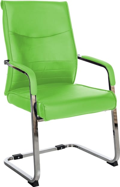 CLP Hobart Eetkamerstoel - Bezoekersstoel - Met armleuning - Verchroomd frame - Kunstleer/groen