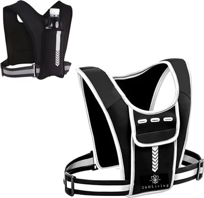 360 Living® - Reflecterend Hardloopvest - Verstelbaar - Hardloopvest met Telefoonhouder & Bidonhouder - Trail vest Hardlopen - Reflecterend Loopvest - Marathon vest - Hardloopverlichting