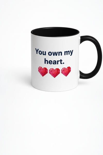 Romantische Mok 'You Own My Heart' met Geometrische Harten - Liefdescadeau & Valentijnscadeau