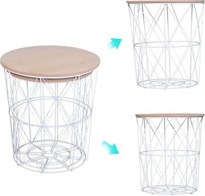 Set van 2 Moderne Bijzettafels met Opbergruimte voor Woonkamer en Slaapkamer