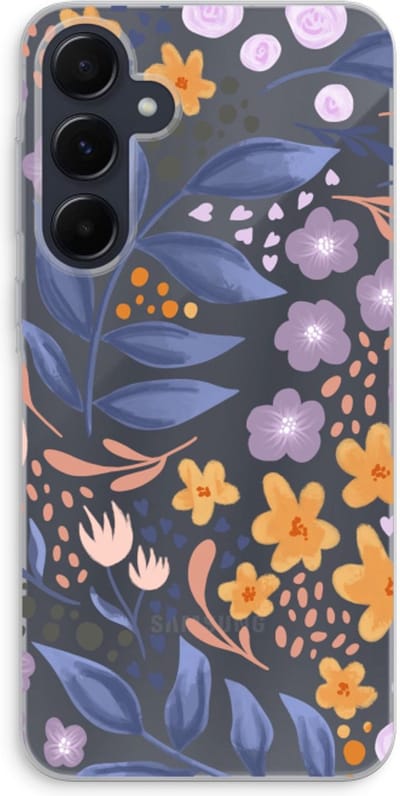 Case Company® - Hoesje geschikt voor Samsung Galaxy A55 hoesje - Flowers with blue leaves - Soft Cover Telefoonhoesje - Bescherming aan alle Kanten en Schermrand