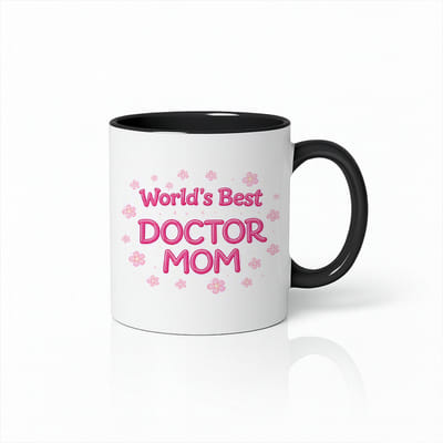 World's Best Doctor Mom Mok - Lief Cadeau voor Moederdag & Artsen - Keramische Koffiebeker - Zwart/Wit