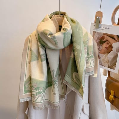 Châle Pashmina Épais Hiver Chaud Couverture Poncho Écharpes Imprimé Cachemire Foulard Femmes Enveloppes de Voyage Bufanda Féminin Luxe beige