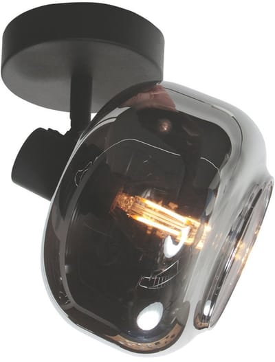 Zwarte 1-Lichts Plafond- en Wandspot Tenebris 4208ZW – Stijlvol en Veelzijdig, Glas en Metaal, 12x12 cm, Mexlite