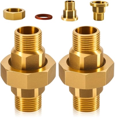 Dailygoods - 2 stuks messing schroefverbinding 3/4 inch, 3/4 inch AG/AG messing schroefdraadfitting, schroefverbinding conisch afdichtend met buitendraad, DN20 buisschroefverbinding schroefdraadfitting voor water
