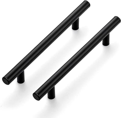 Stijlvolle RVS Keukenhandgrepen voor Keukenkasten en Lades - Vierkante Herbruikbare Handgrepen (256mm, 10 Stuks, Zwart)