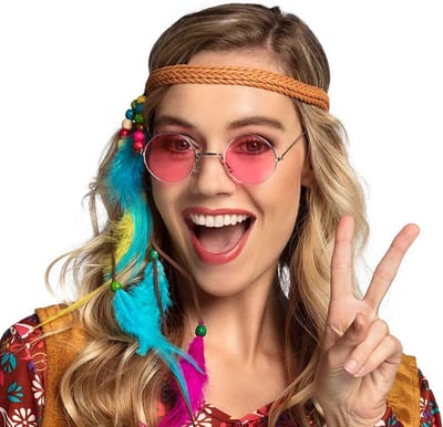 Boland - Partybril John roze Roze - Volwassenen - 60's & 70's - Hippies & Flower Power - 60's & 70's - Hippie & Flower Power