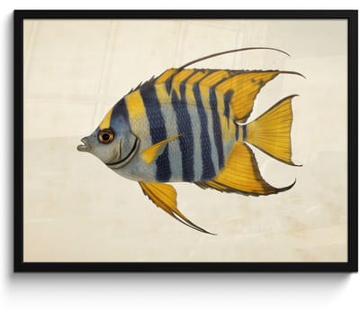 Poster in lijst - Fotolijst 80x60 cm - Posters - Vis - Sierlijk - Vinnen - Illustratie - Posterlijst zwart - Decoratie - Wanddecoratie woonkamer - Muurdecoratie slaapkamer
