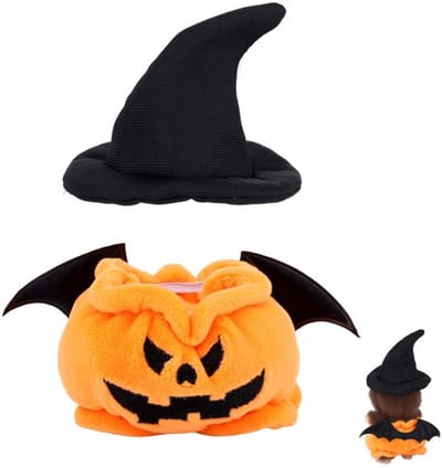2st Halloweenpoppenkledingset, 15-17cm Modepoppenoutfits Griezelige Pompoen Kleding Heksenhoed voor 1e/2e/3e Generatie Pluche Poppen Displayaccessoires Cadeaus voor Verzamelaars