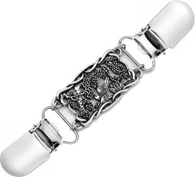 Fako Bijoux® - Vestsluiting - Vestclip - Sjaalspeld - Vestklem - Vogels & Bloemen - Zilverkleurig