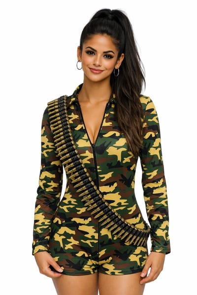 Army Catsuit Volwassenen Vrouwen Zie afbeelding Militairen en Leger Maat 40