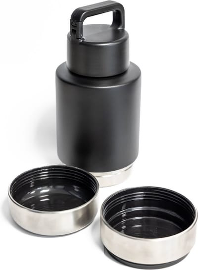WeMi 3-in-1 RVS Drinkfles 950ml – Waterfles met Snackvak & Afneembare Drinkbeker – Draagbare Thermosfles – BPA-vrij & Lekvrij – Ideaal voor Wandelen, Sport, Reizen & Outdoor