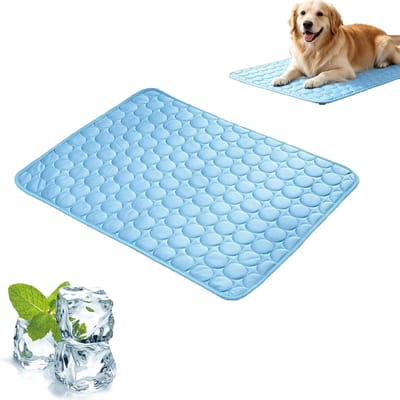 KZQ Koelmat voor huisdieren - Automatische koelmat - Koelmat voor katten en honden - Zomerse koelmat van ijszijde - Zacht en wasbaar - Geschikt voor binnen- en buitengebruik - 70 x 55 cm - Blauw