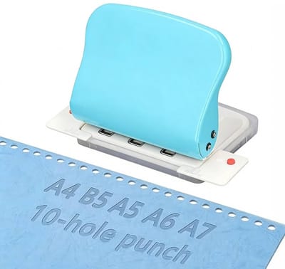 Draagbare paper hole punch voor A4, A5, A6 en A7 - 10 gaten perforator voor mappen en spiraalbinding in school, kantoor en thuis