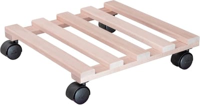 Plantenroller Vierkant van Massief Beukenhout FSC | Trolley voor Binnenplanten tot 100 kg