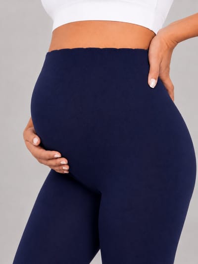 SparkNine Bellyflex zwangerschap legging - S - blauw - hoge taille - rekbaar - maternity - geribbelde tailleband - stijlvol & ademend