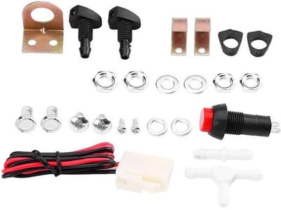 Voorruit Wasmachine Fles - Universele 12V Kit - Compacte 1.2LTR Fles - Reinigingsgereedschap - Geschikt voor Klassieke Auto's - Inclusief