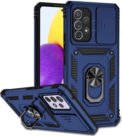 Coverup Hoesje - Geschikt voor Samsung Galaxy A53 Hoesje - Coverup Armor Ring Kickstand Back Cover met Camera Shield - Blauw