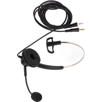 H360‑PC Casque PC Monaural Filaire Oreille Unique avec Prise Double 3,5 mm à 3 Sections et Micro à Réduction de Bruit