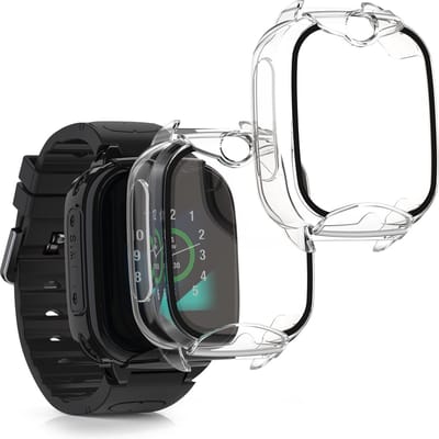 kwmobile 2x cover geschikt voor Xplora XGO 2 - Fitnesstracker cover van gehard glas en kunststof frame set transparant