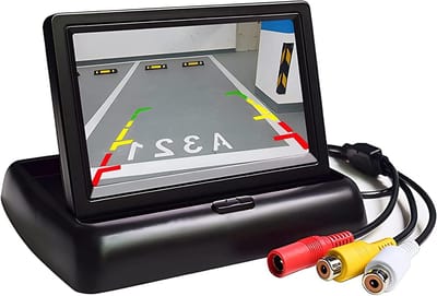 4.3" TFT LCD Achteruitkijkcamera Scherm met Vouwbaar Ontwerp, 2 Video Ingangen en Directe Voeding, AV1/AV2 Ingang 12V voor Auto's