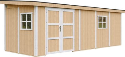 Timbela M941B-HARVEST HONEY - LP SmartSide Tuinhuis op houtbasis - 14,3 m² - 648x248xH231 cm - zonder vloer en zijwand (totaal 3 wanden) met verf
