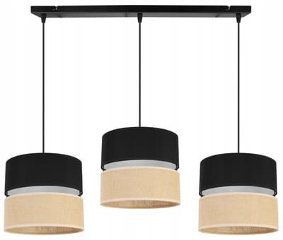 Hanglamp Juta Zwart/Beige - 3 Lampen - Boho Stijl