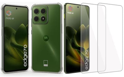 ChiGuard Hoesje & 2x Screenprotector geschikt voor Motorola Edge 70 Hoesje Screenprotector - Gehard Glas Cover + Shock Proof Case – Transparant