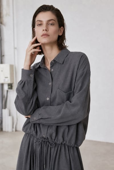 Camilla light flannel blouse | Dark Grey - Dark Grey / S