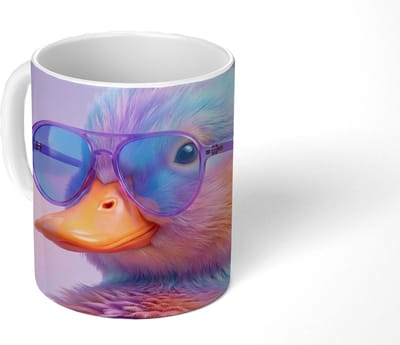 Mok - Koffiemok - Eend - bril - Pastel - Mokken - 350 ML - Beker - Koffiemokken - Theemok