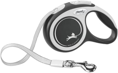 Intrekbare hondenriem met tape voor grote honden tot 50 kg, 7,9 meter, grijs/zwart