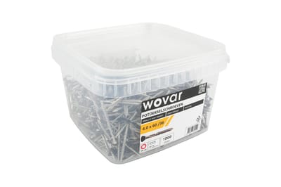 Wovar Voordeelemmer Potdekselschroeven Zwart RVS 410 4.0 x 60 mm Torx 15 Deeldraad | 1000 stuks | Houtschroeven