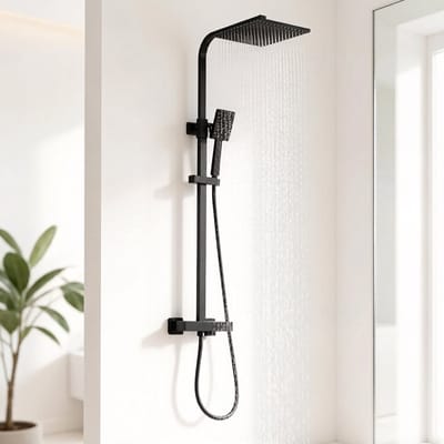Auralum MAX Regendouche met Thermostaatkraan - RVS Doucheset - 10 inch Douchekop - Verstelbare Hoogte 88-125 cm - Waterbesparend - Zwart